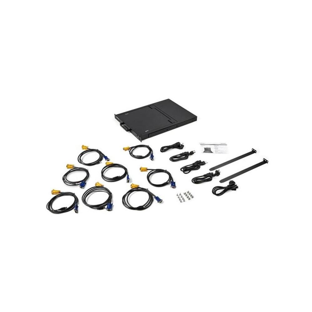 StarTech.com - Consola KVM de 8 Puertos para Montaje en Rack con Cables de 1,8m - Teclado QWERTY - Conmutador KVM integrado con