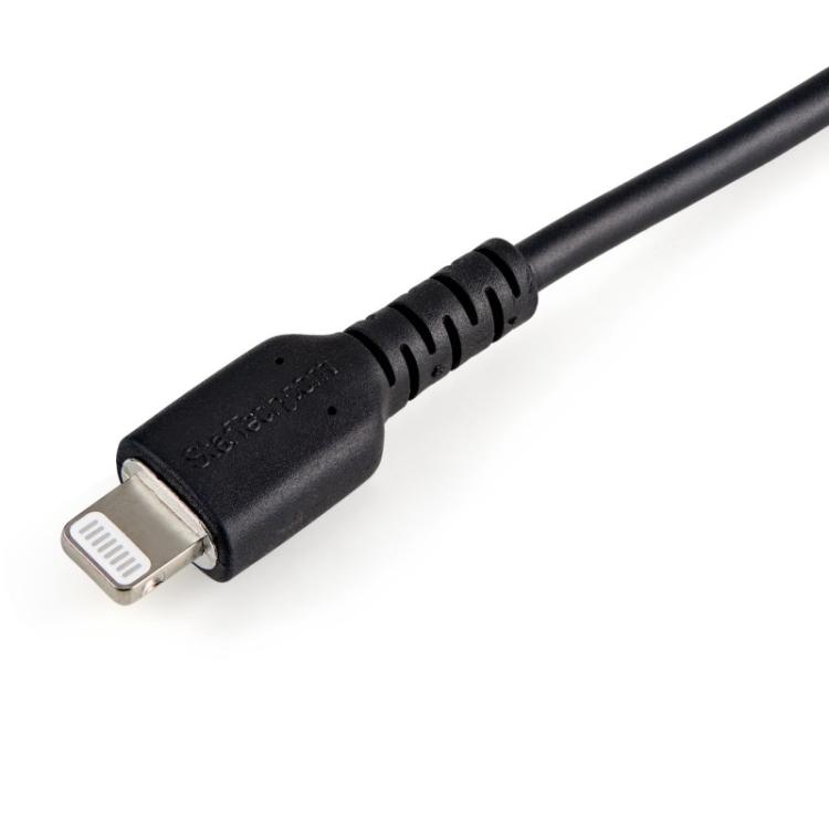 StarTech.com - Cable Resistente USB-A a Lightning de 15 cm Negro - Cable de Sincronización y Carga USB Tipo A a Lightning con Fi