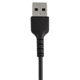 StarTech.com - Cable Resistente USB-A a Lightning de 15 cm Negro - Cable de Sincronización y Carga USB Tipo A a Lightning con Fi