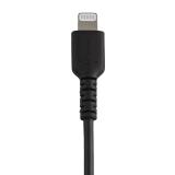 StarTech.com - Cable Resistente USB-A a Lightning de 15 cm Negro - Cable de Sincronización y Carga USB Tipo A a Lightning con Fi