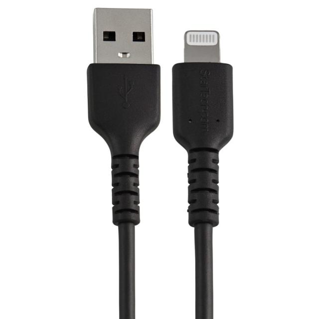 StarTech.com - Cable Resistente USB-A a Lightning de 15 cm Negro - Cable de Sincronización y Carga USB Tipo A a Lightning con Fi