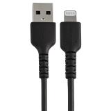 StarTech.com - Cable Resistente USB-A a Lightning de 15 cm Negro - Cable de Sincronización y Carga USB Tipo A a Lightning con Fi