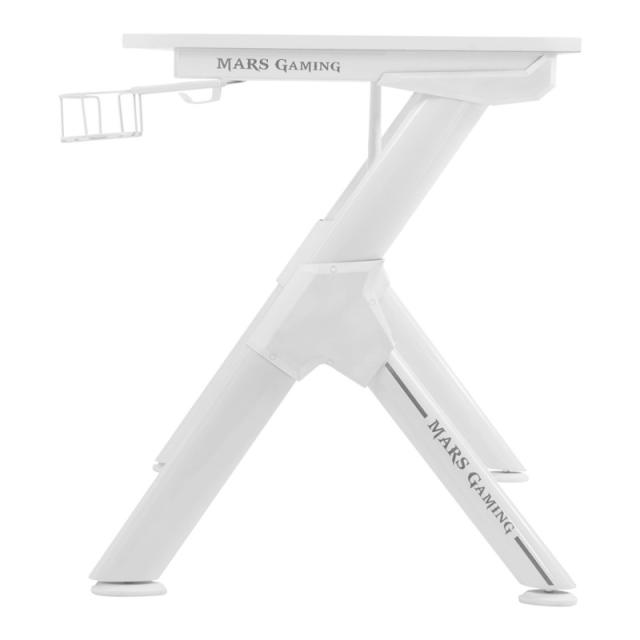Mars Gaming - MGDXL, Mesa Gaming Ergonómica, Soporte Auriculares y Bebida, Escritorio PC, 160x60cm, Blanco