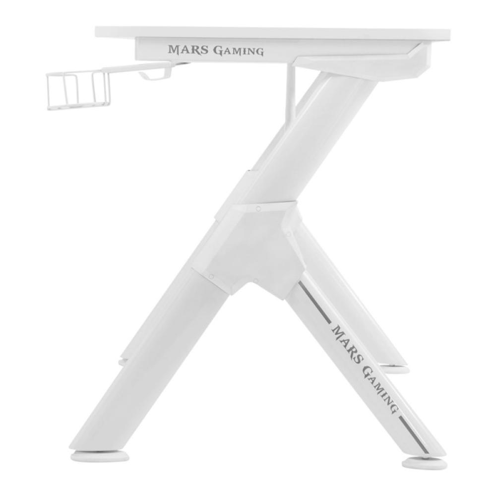 Mars Gaming - MGDXL, Mesa Gaming Ergonómica, Soporte Auriculares y Bebida, Escritorio PC, 160x60cm, Blanco