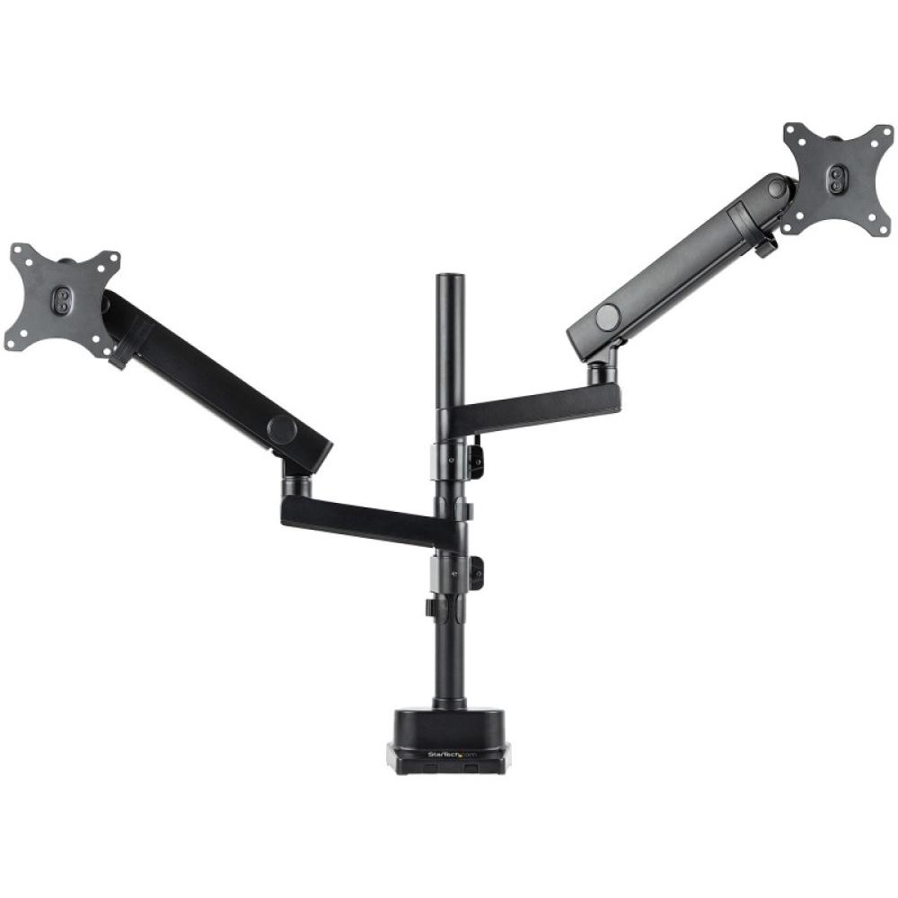 StarTech.com - Brazo de Soporte para Dos Monitores - Base Soporte de Movimiento Articulado y Altura Ajustable para 2 Monitores V