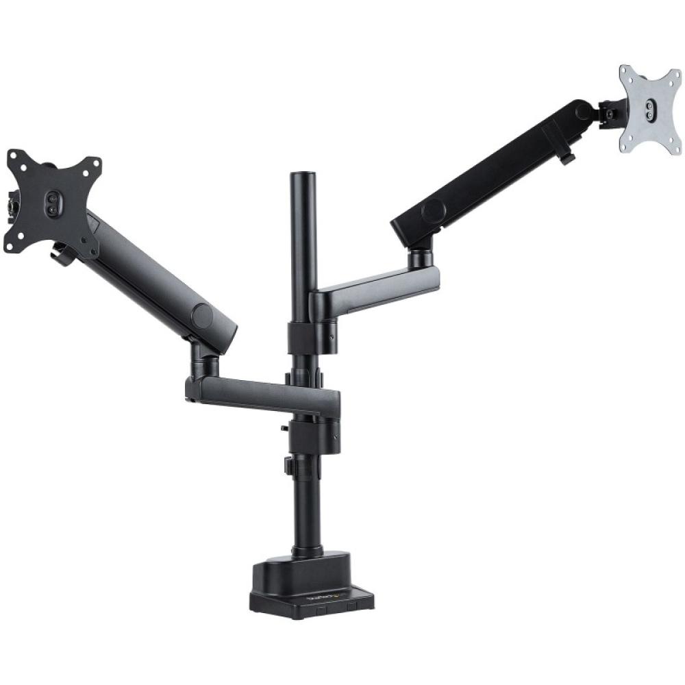 StarTech.com - Brazo de Soporte para Dos Monitores - Base Soporte de Movimiento Articulado y Altura Ajustable para 2 Monitores V