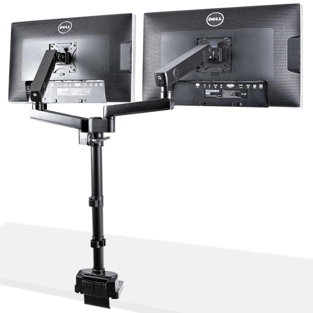 StarTech.com - Brazo de Soporte para Dos Monitores - Base Soporte de Movimiento Articulado y Altura Ajustable para 2 Monitores V