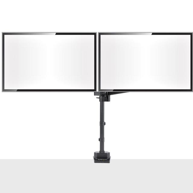 StarTech.com - Brazo de Soporte para Dos Monitores - Base Soporte de Movimiento Articulado y Altura Ajustable para 2 Monitores V