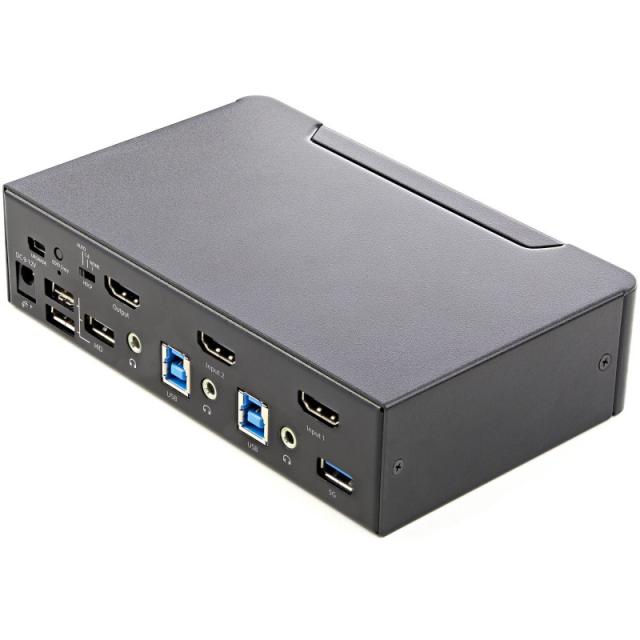 StarTech.com - Switch Conmutador KVM de 2 Puertos HDMI 2.0 4K para 1 Monitor - Vídeo de 4K y 60Hz Ultra HD - HDR - Hub Ladrón US