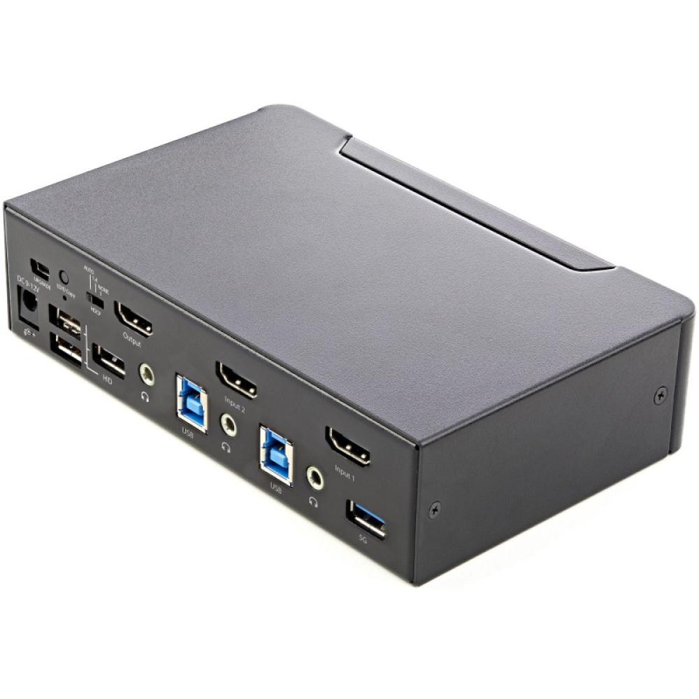 StarTech.com - Switch Conmutador KVM de 2 Puertos HDMI 2.0 4K para 1 Monitor - Vídeo de 4K y 60Hz Ultra HD - HDR - Hub Ladrón US