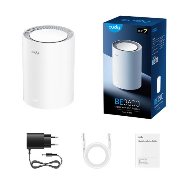 Cudy - M3600 Doble banda (2,4 GHz / 5 GHz) Wi-Fi 7 (802.11be) Blanco 3 Interno - M3600(1-PACK)