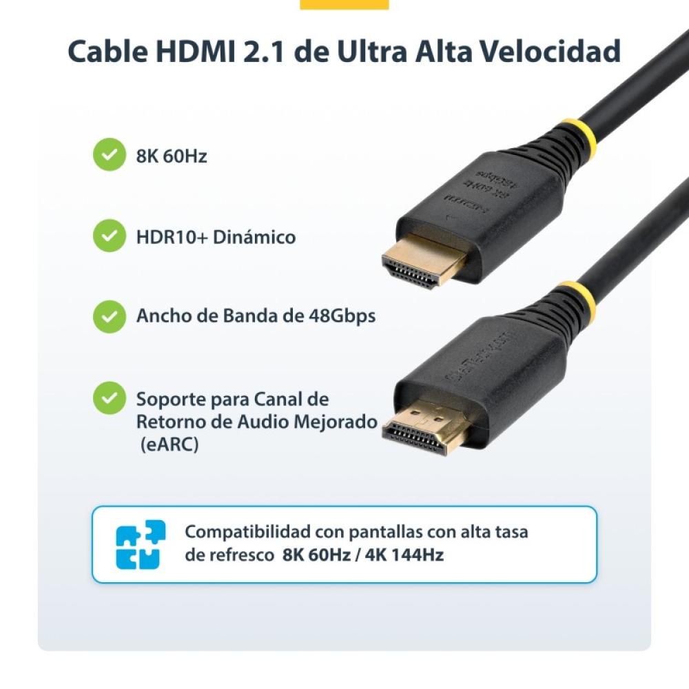 StarTech.com - Cable HDMI de 50cm Certificado de Ultra Alta Velocidad - 8K60Hz/4K120Hz - Cable HDMI 2.1 con HDR10+ / eARC - 48Gb