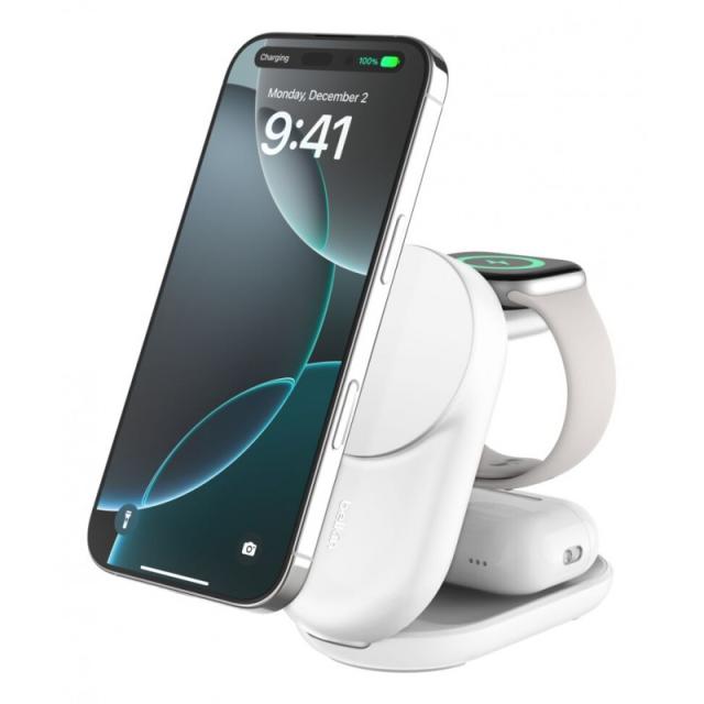 Belkin - Qi2 Fitness tracker, Auriculares, Smartphone, Reloj inteligente Blanco USB Cargador inalámbrico Carga rápi - WIZ037KQWH