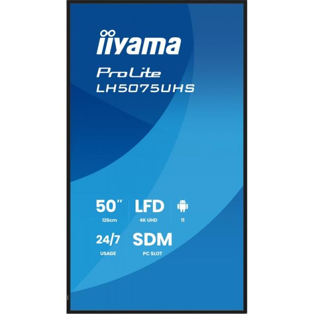 iiyama - LH5075UHS-B2AG pantalla de señalización Pantalla plana para señalización digital 125,7 cm (49.5") LCD Wifi 500 cd / m²