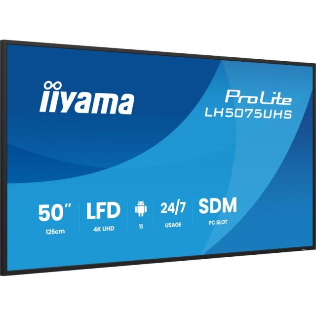 iiyama - LH5075UHS-B2AG pantalla de señalización Pantalla plana para señalización digital 125,7 cm (49.5") LCD Wifi 500 cd / m²