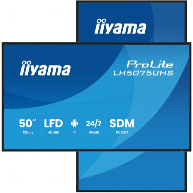iiyama - LH5075UHS-B2AG pantalla de señalización Pantalla plana para señalización digital 125,7 cm (49.5") LCD Wifi 500 cd / m²