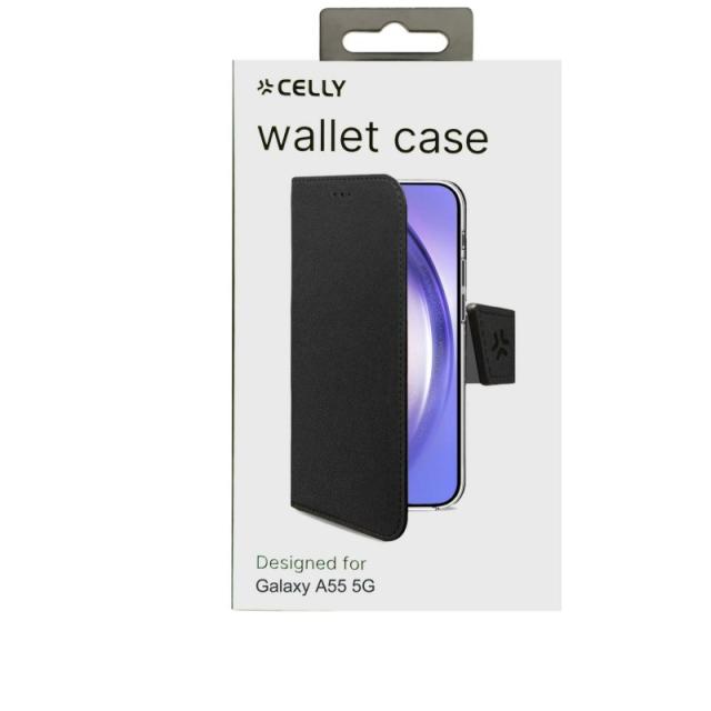 Celly - WALLY1064 funda para teléfono móvil 16,8 cm (6.6") Funda cartera Negro