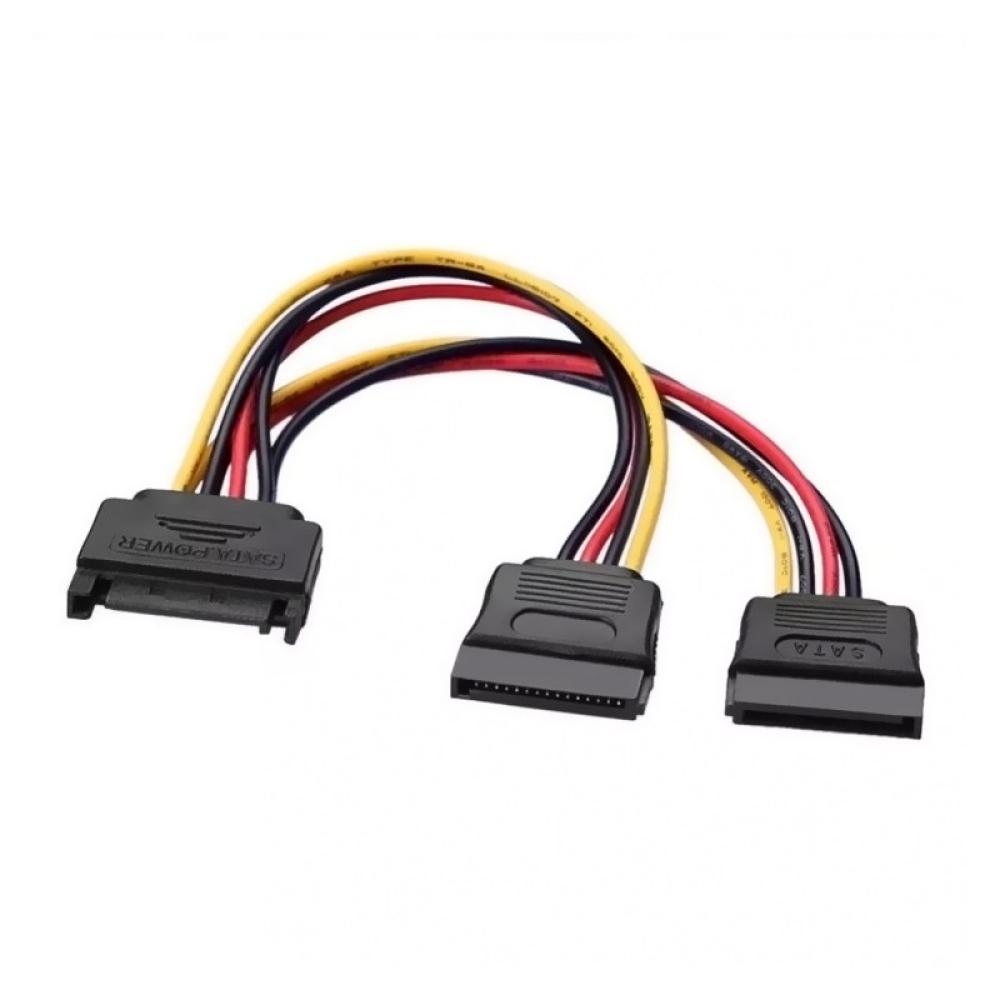 AISENS - A131-0353 cable de SATA 0,2 m SATA de 15 pines 2 x SATA de 15 pines Negro, Rojo, Amarillo