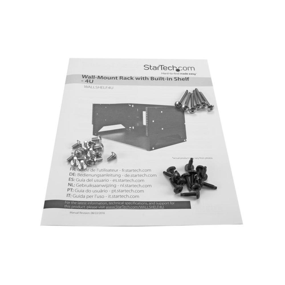 StarTech.com - Rack de Servidores Abierto de 4U de Pared - de 2 Columnas - con Estante Integrado - de Profundidad Ajustable - pa