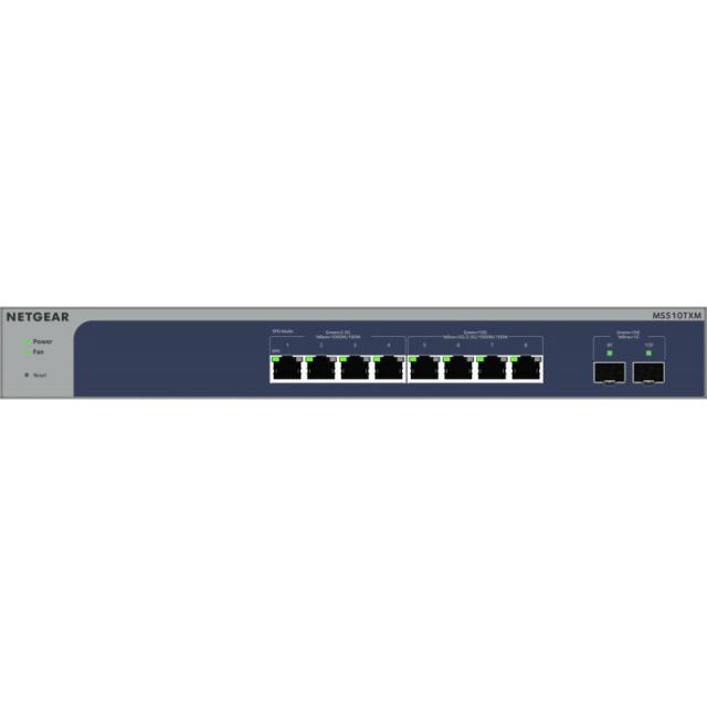 NETGEAR - 8-Port Multi-Gigabit/10G Ethernet Smart Switch with 2 SFP+ Ports (MS510TXM) Gestionado L2+ 10G Ethernet (100/1000/1000