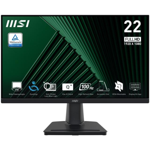 MSI - Pro MP225V pantalla para PC 54,5 cm (21.4") 1920 x 1080 Pixeles Full HD LCD Negro