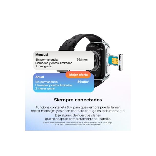 SaveFamily - 8436628090161 Relojes inteligentes y deportivos 5,08 cm (2") AMOLED 20 mm Digital Pantalla táctil Blanco Wifi GPS (