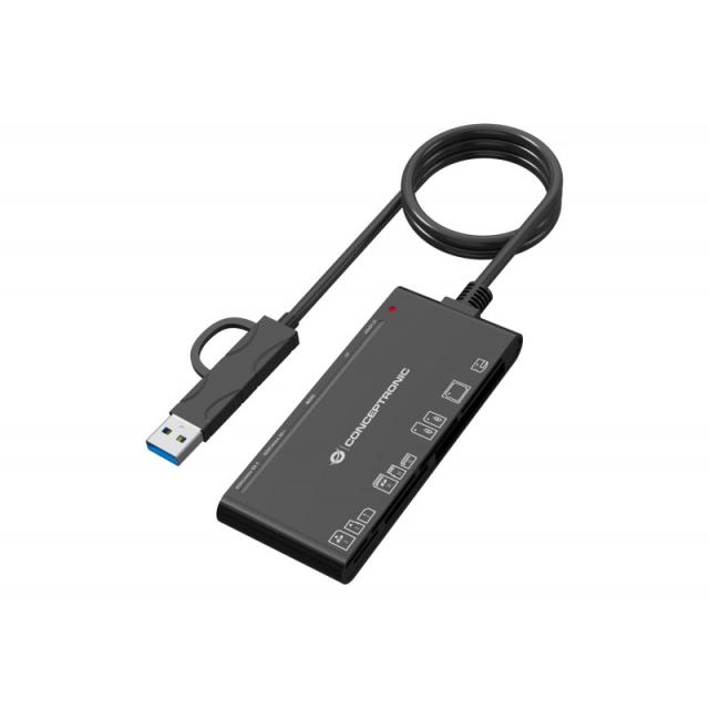 Conceptronic - BIAN10B lector de tarjeta USB 3.2 Gen 1 (3.1 Gen 1) Type-A/Type-C Negro