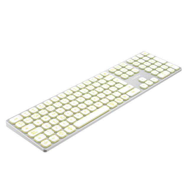 CoolBox - TECLADO INALAMBRICO RETROILUMINADO MOONLIGHT KEY B431 USB-C+BT5.1+RF2.4G BLANCO DE ALUMINIO