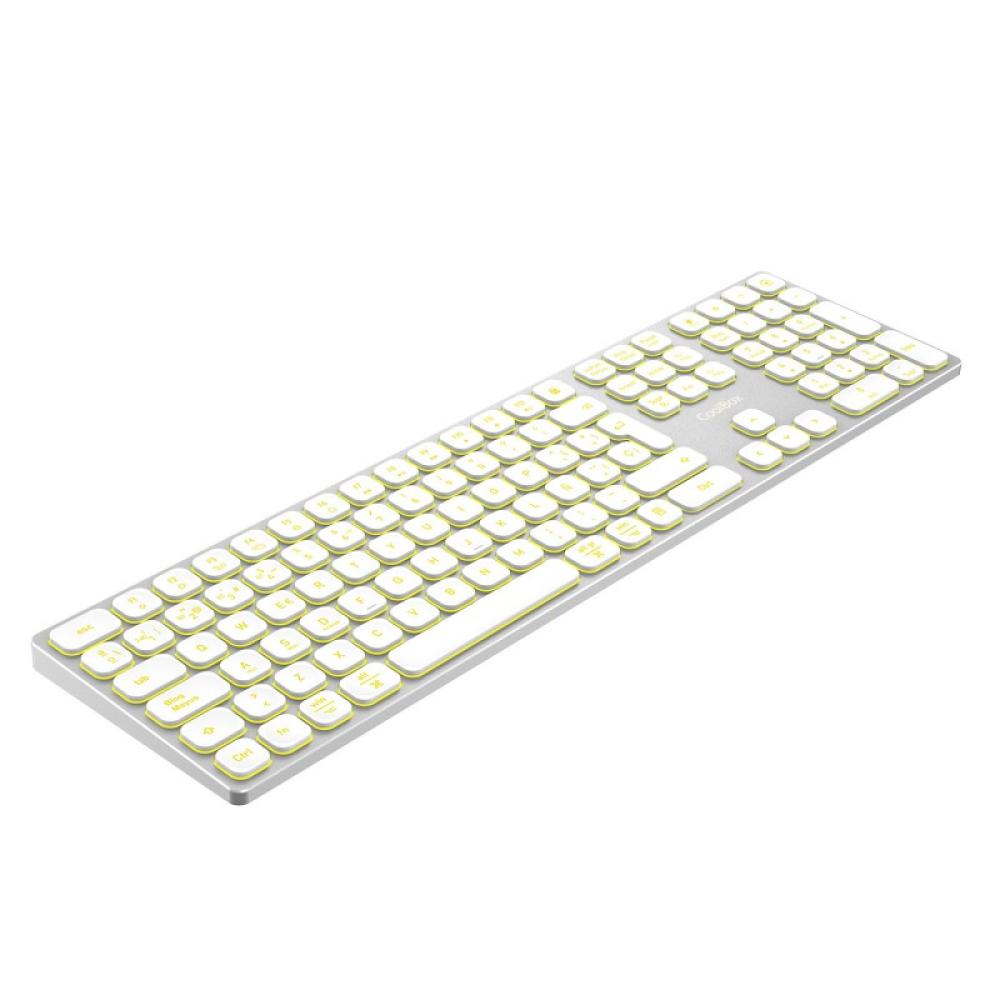 CoolBox - TECLADO INALAMBRICO RETROILUMINADO MOONLIGHT KEY B431 USB-C+BT5.1+RF2.4G BLANCO DE ALUMINIO