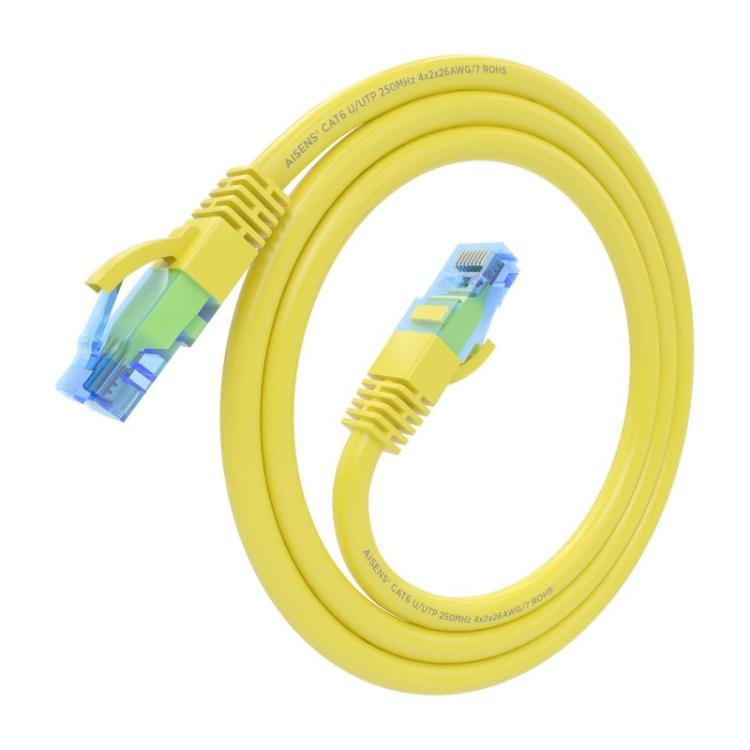 AISENS - Cable De Red Latiguillo RJ45 Cat.6 UTP AWG26 CCA, Amarillo, 0.75 m