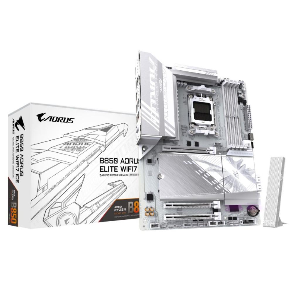 GIGABYTE - B850 AORUS ELITE WIFI7 ICE Placa Base - Procesadores AMD Ryzen Serie 9000, VRM digital de 14+2+2 fases, hasta 8200MHz