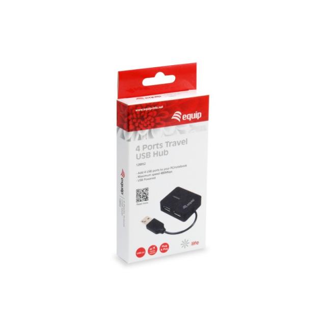 Equip - 128952 hub de interfaz USB 2.0 480 Mbit/s Negro