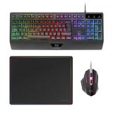 Mars Gaming - MCP124, Combo Gaming 3en1, Teclado Ergonómico H-Mech LED RGB, Ratón RGB 3200DPI Switches HUANO, Alfombrilla Nanote
