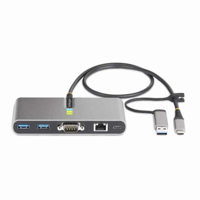 StarTech.com - Hub Ladrón USB-C de 2 Puertos USB-A de 5Gbps con Red RJ45 Ethernet Gigabit y Puerto Serie DB9 RS232 FTDI - Concen