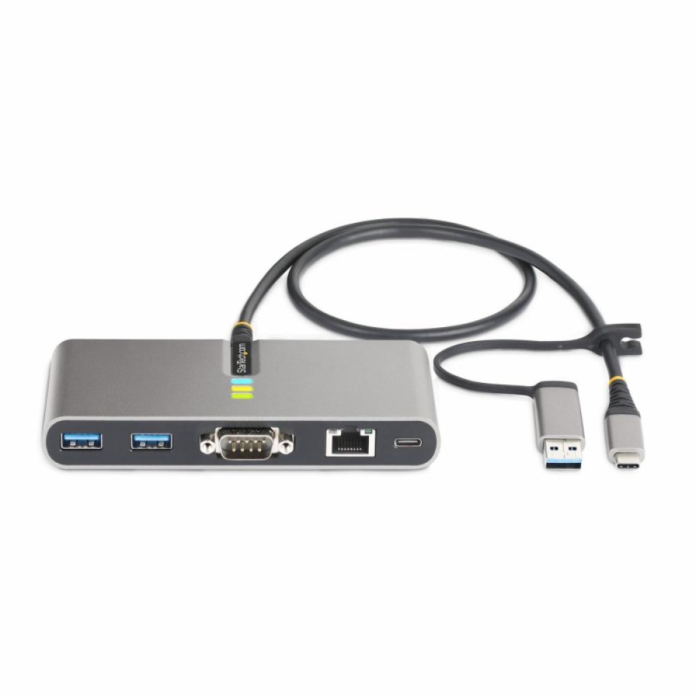 StarTech.com - Hub Ladrón USB-C de 2 Puertos USB-A de 5Gbps con Red RJ45 Ethernet Gigabit y Puerto Serie DB9 RS232 FTDI - Concen