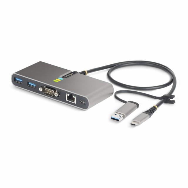 StarTech.com - Hub Ladrón USB-C de 2 Puertos USB-A de 5Gbps con Red RJ45 Ethernet Gigabit y Puerto Serie DB9 RS232 FTDI - Concen