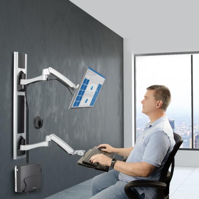 StarTech.com - Estación de Trabajo Soporte de Pared para Monitor VESA de 27 Pulgadas (10kg) con Bracket para CPU / Ordenador y B
