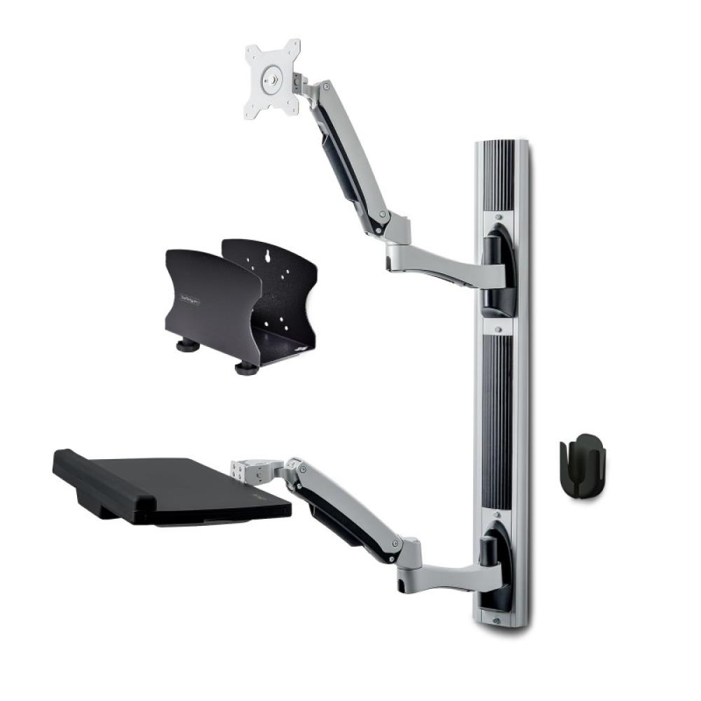 StarTech.com - Estación de Trabajo Soporte de Pared para Monitor VESA de 27 Pulgadas (10kg) con Bracket para CPU / Ordenador y B