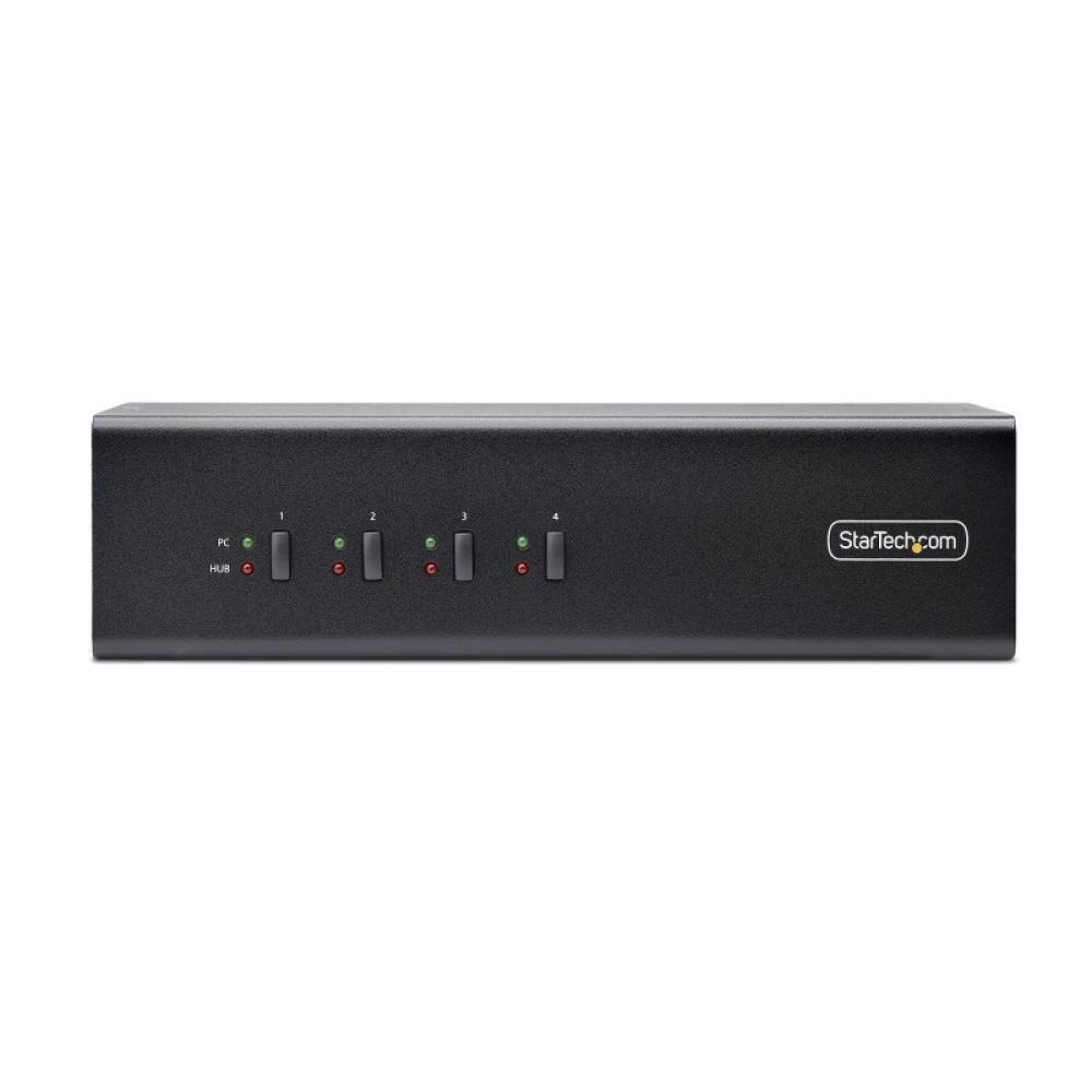 StarTech.com - Switch Conmutador KVM de 4 Puertos y 2 Monitores DisplayPort - 4K 60Hz - Hub Ladrón 2 Puertos USB 5Gbps - 2x USB
