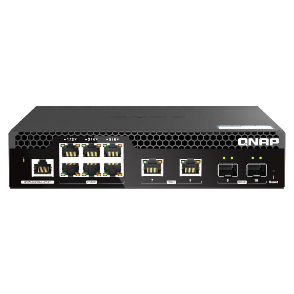 QNAP - QSW-M2106R-2S2T switch Gestionado L2 10G Ethernet (100/1000/10000) 1U Negro