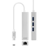 Nanocable - Conversor USB-C a Ethernet Gigabit + 3xUSB 3.0, Plata, 15 cm