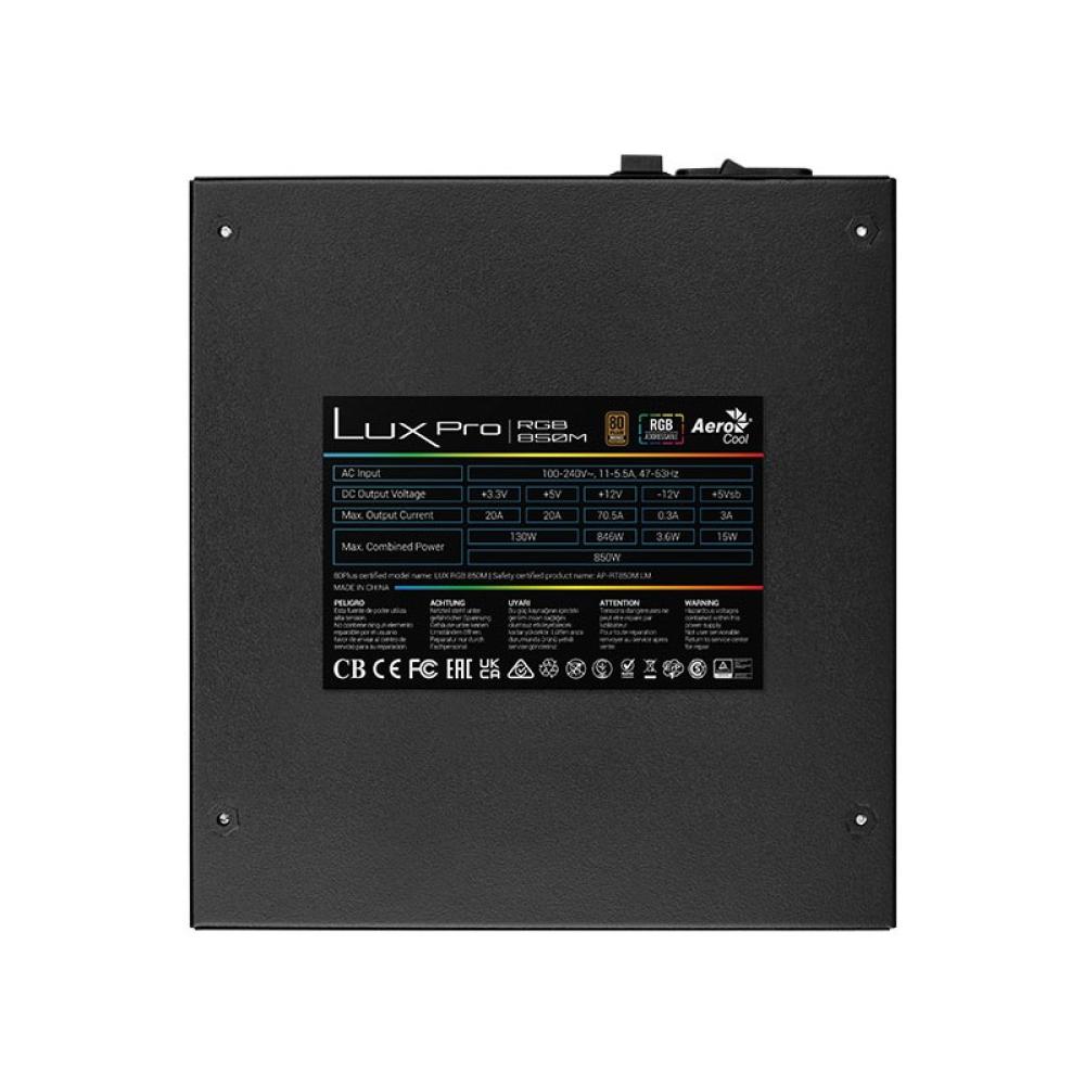 Aerocool - LUXPRORGB850M unidad de fuente de alimentación 850 W 20+4 pin ATX ATX Negro
