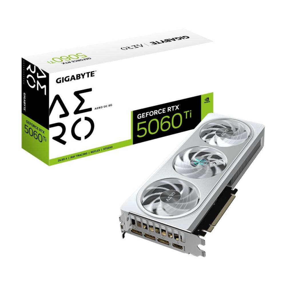 GIGABYTE - GeForce RTX 5060 Ti AERO OC 8G Tarjeta Gráfica – 8 GB GDDR7, 128 bits, PCI-E 5.0, 2647 MHz Frecuencia del núcleo, 3 x