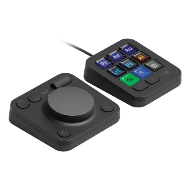 Logitech - MX Creative Console, keypad programable con 9 teclas LCD personalizables y dial de control para diseño g - 920-012931