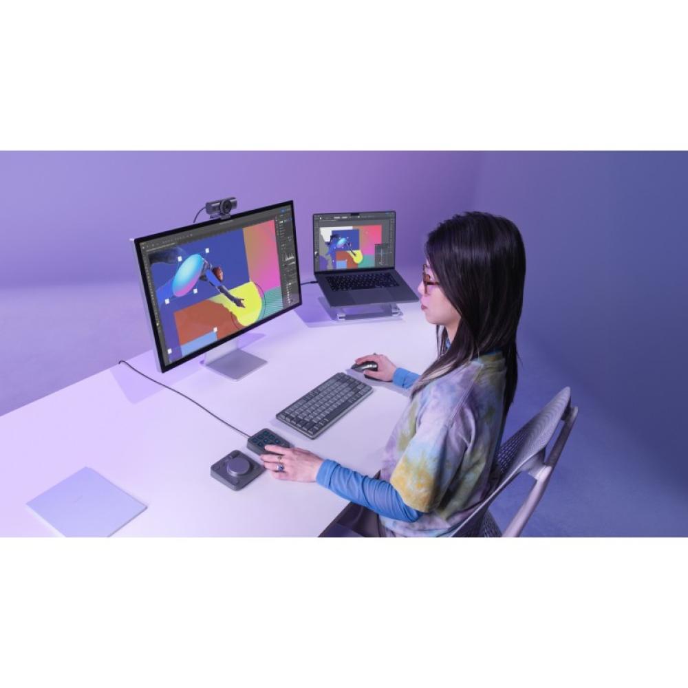 Logitech - MX Creative Console, keypad programable con 9 teclas LCD personalizables y dial de control para diseño g - 920-012931