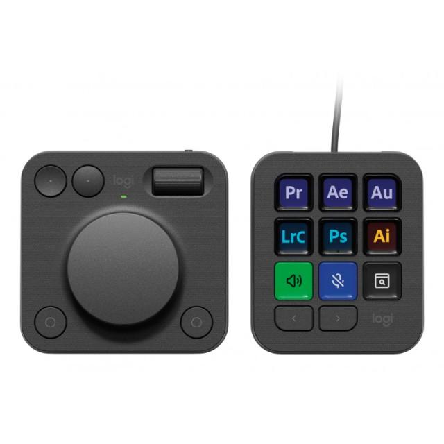 Logitech - MX Creative Console, keypad programable con 9 teclas LCD personalizables y dial de control para diseño g - 920-012931