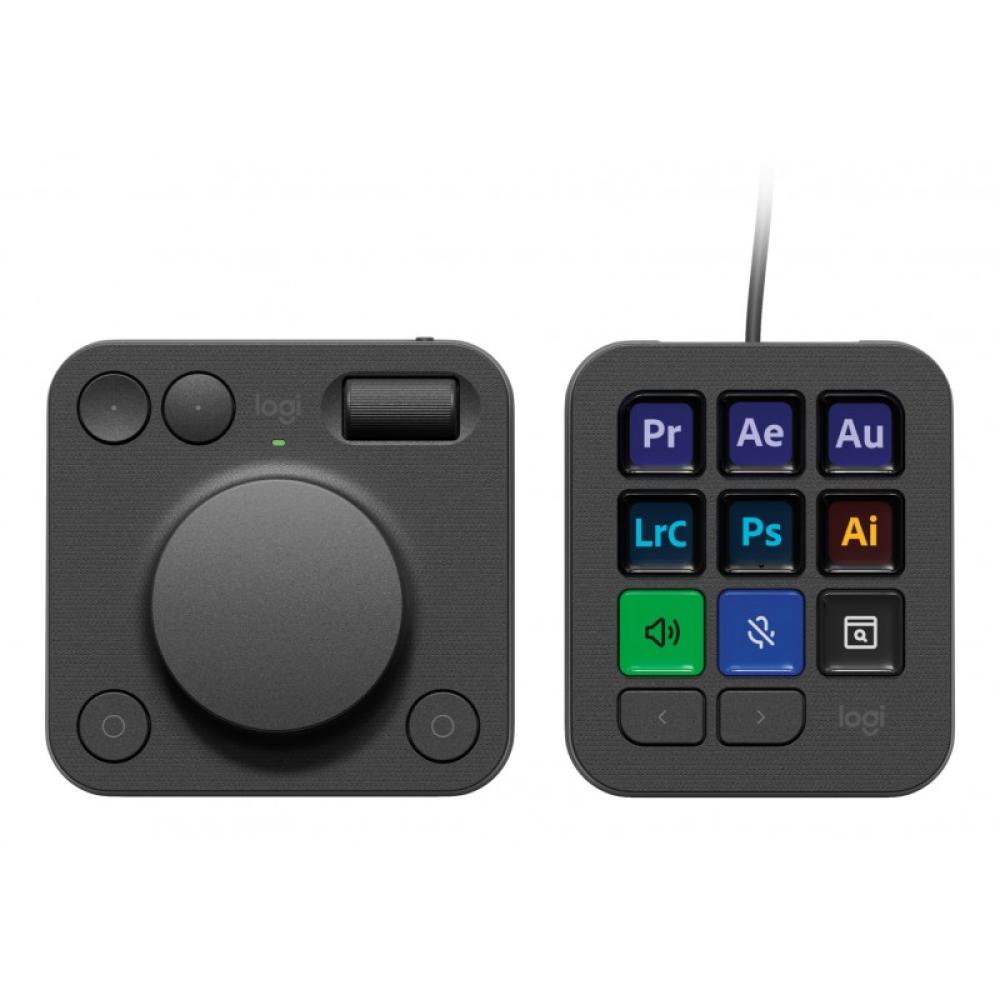 Logitech - MX Creative Console, keypad programable con 9 teclas LCD personalizables y dial de control para diseño g - 920-012931