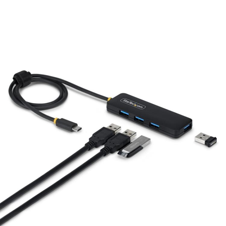 StarTech.com - Hub USB-C de 4 Puertos A - 5 Gbps - Ladrón USB Alimentado por el Bus - Concentrador Tipo C a 4 Puertos A - Plásti