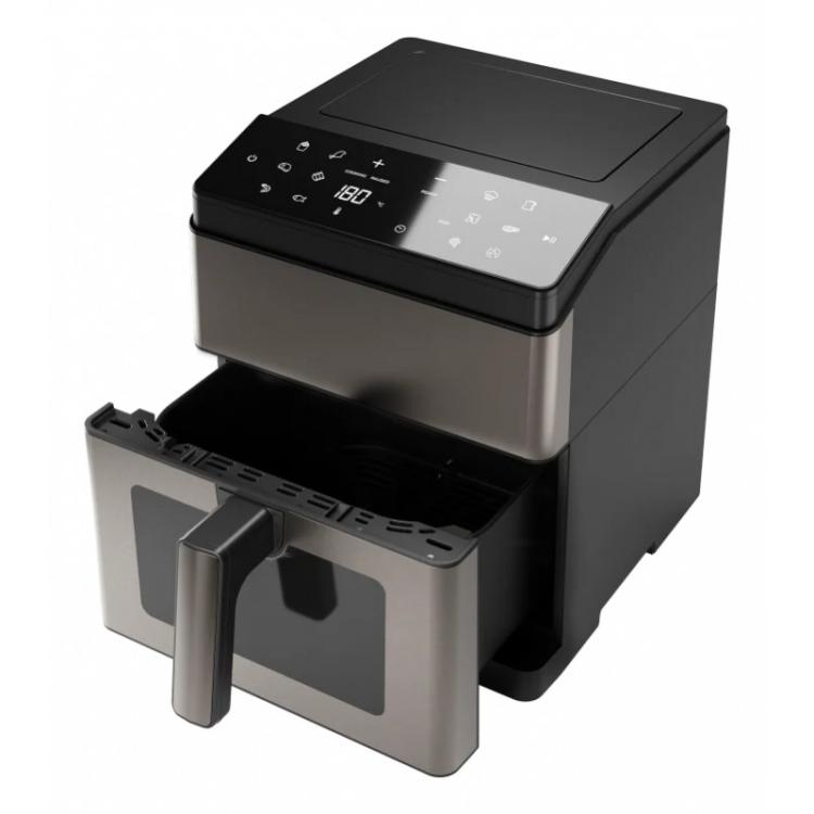 Aiwa - KUMADAI Sencillo 8 L 1800 W Freidora de aire caliente Negro, Acero inoxidable