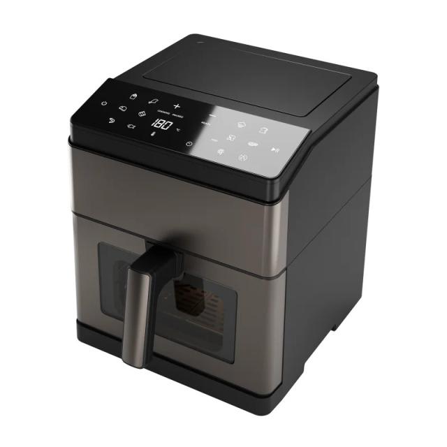 Aiwa - KUMADAI Sencillo 8 L 1800 W Freidora de aire caliente Negro, Acero inoxidable